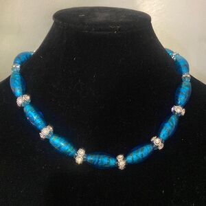 Blue Glass Bead Necklace